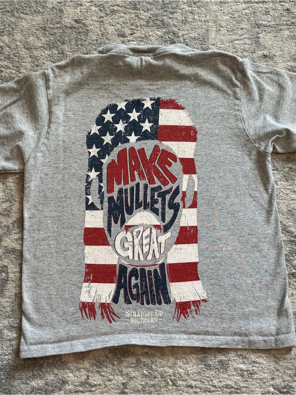 Kids Patriotic Graphic T-Shirt Youth XS Grey USA Flag Novelty Tee